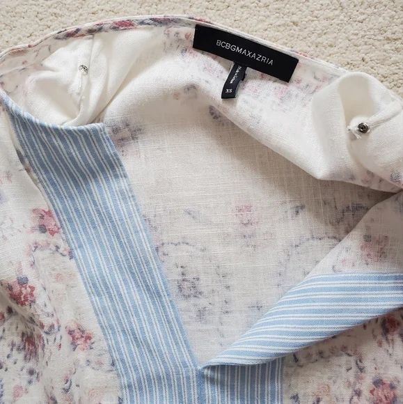 BCBGMaxAzria Contrast Trim Floral Print Tunic Dress szXS